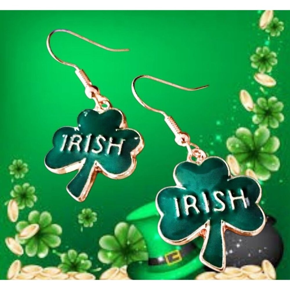 St Patricks Day Shamrock Earrings Dangle Hooks New Irish Festival Party Parade